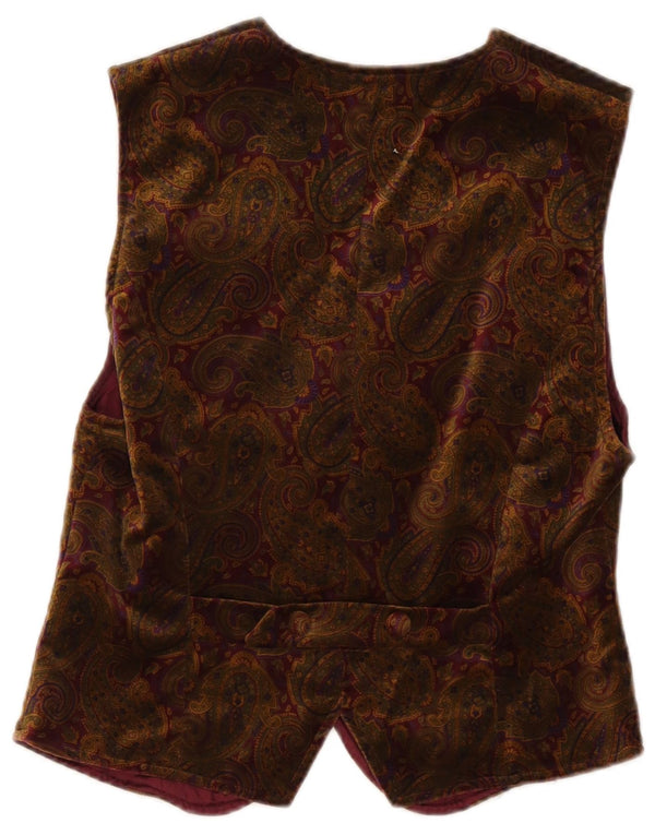 Vintage Womens Velvet Waistcoat UK 12 Medium Brown Paisley