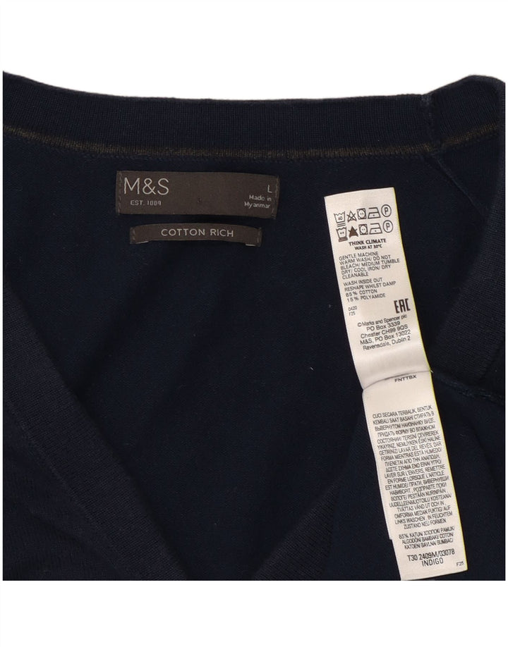 Marks & Spencer Męski sweter rozpinany, duży, granatowy, bawełniany