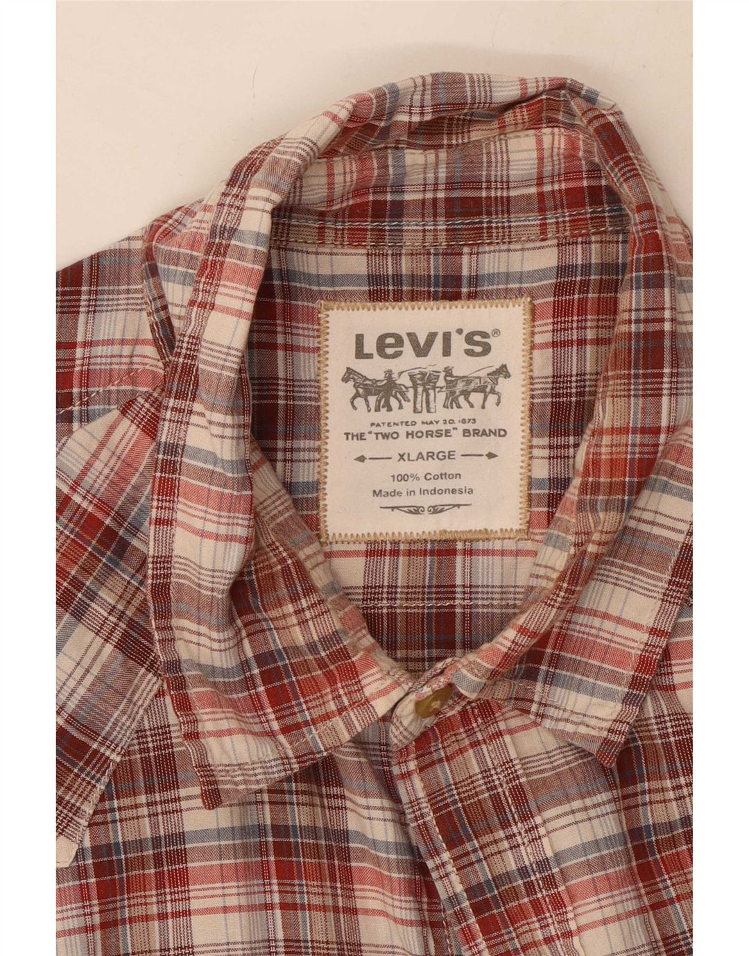 Koszula męska z krótkim rękawem Levi's XL, bawełniana, brązowa krata