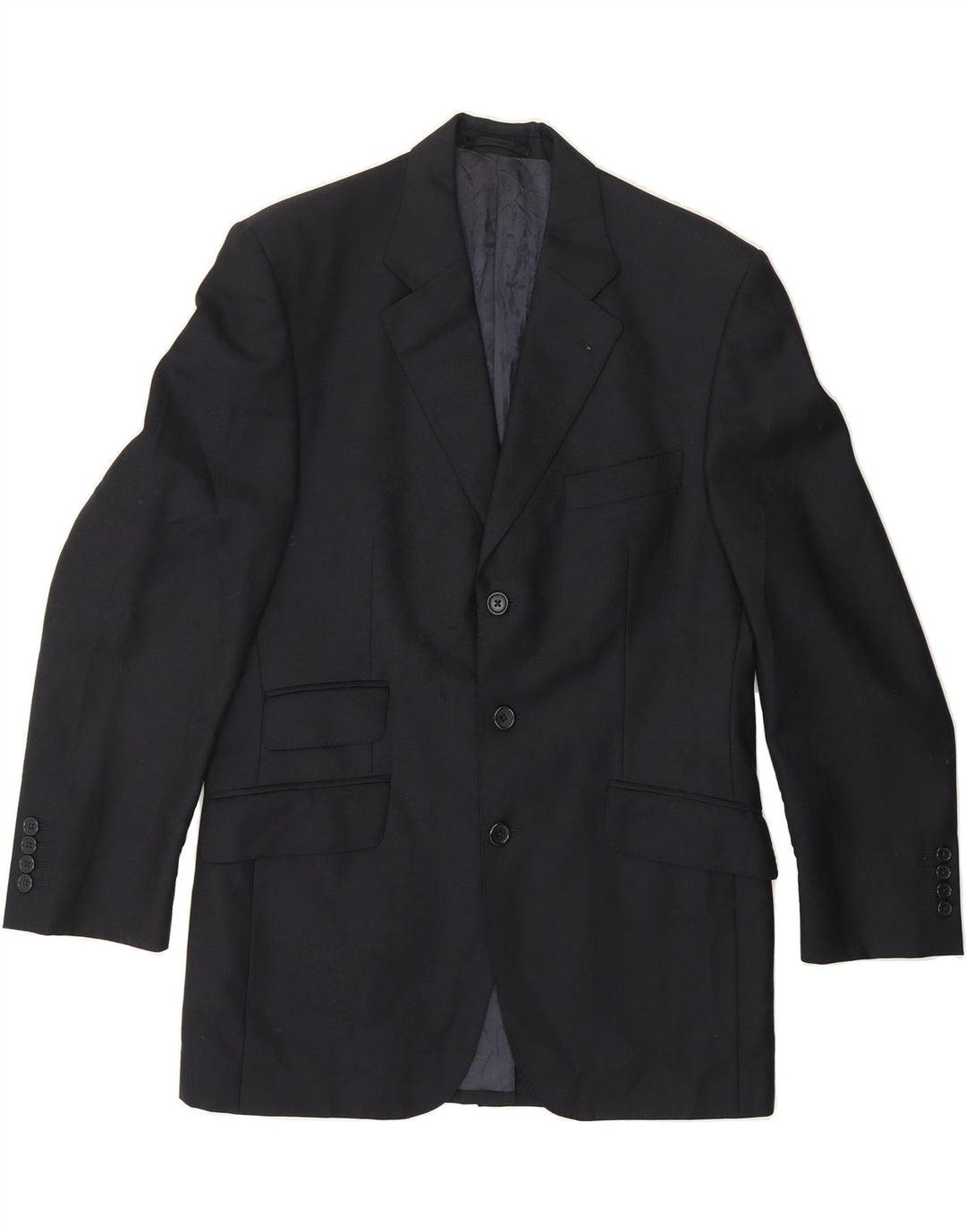 AQUASCUTUM Mens 3 Button Blazer Jacket UK 38 Medium Navy Blue Wool Vintage Aquascutum and Second-Hand Aquascutum from Messina Hembry 