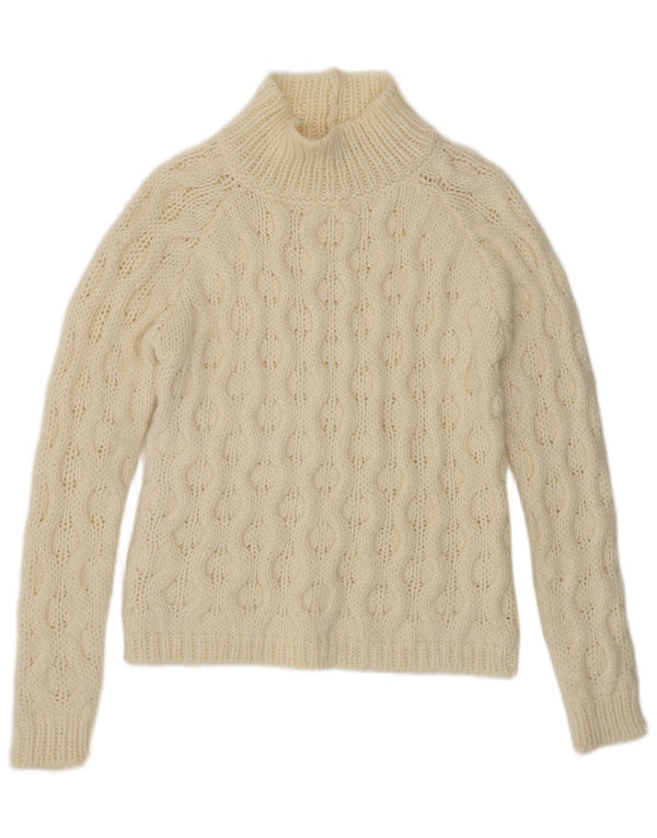 Damski sweter z golfem ELSAANDA UK 10, mały, złamany biały akryl