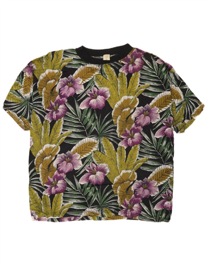 T-shirt męski w stylu vintage. Średni wielobarwny kwiatowy sztuczny jedwab