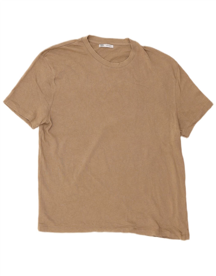 T-shirt męski Zara Top XL, beżowy, bawełniany
