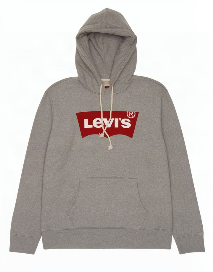 Męski sweter z kapturem Levi's Standard Graphic, duży, szary, bawełniany