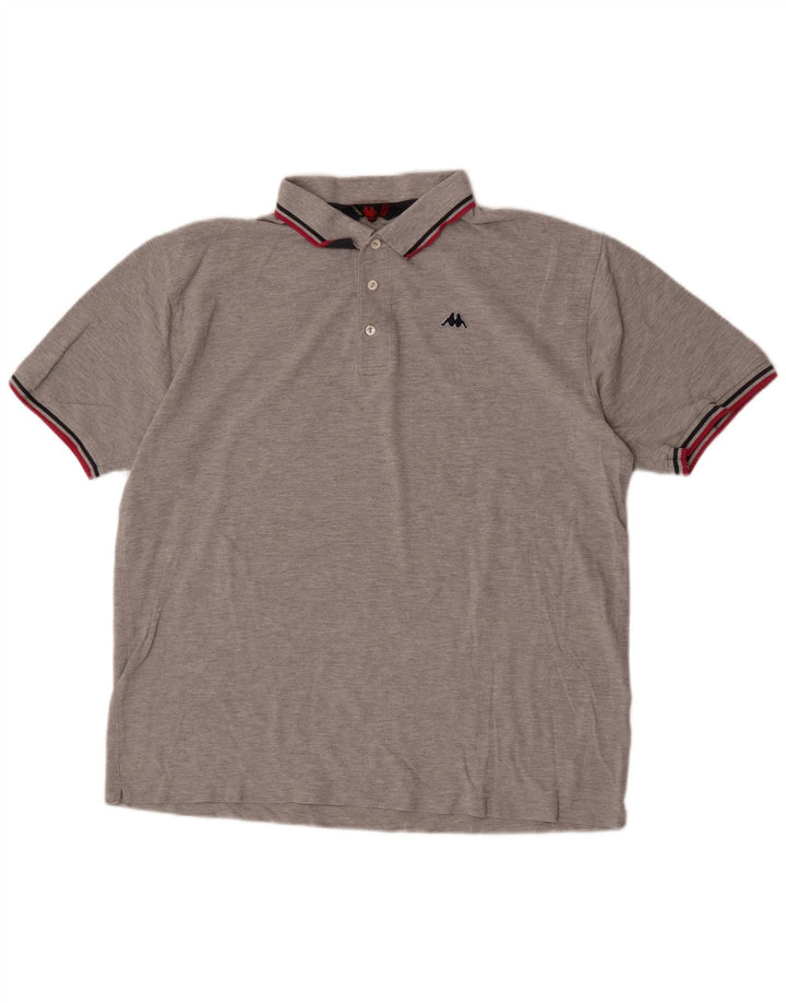 Męska koszulka polo Kappa 2XL Szara bawełna w plamki