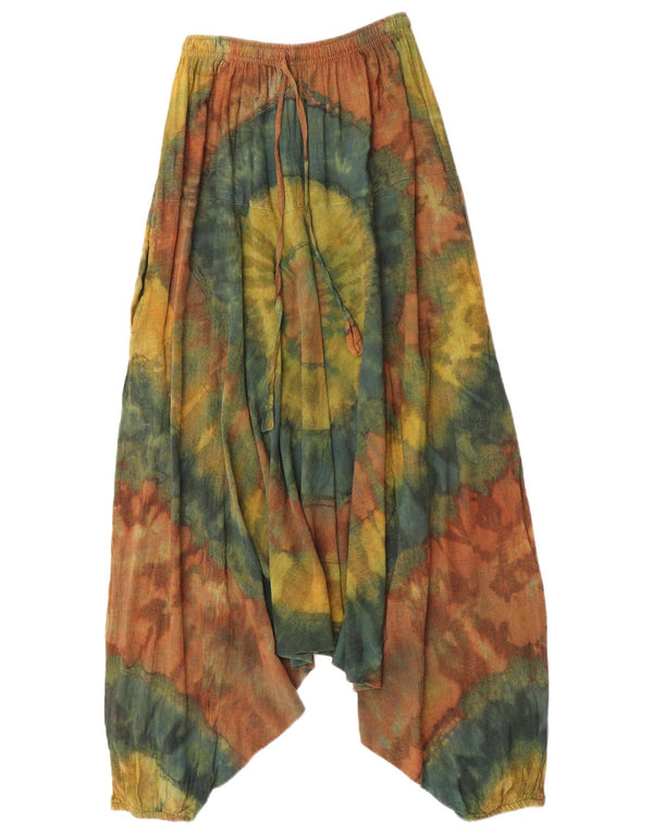 Damskie spodnie haremowe w stylu vintage, duże W34 L27, wielobarwna bawełna typu tie-dye