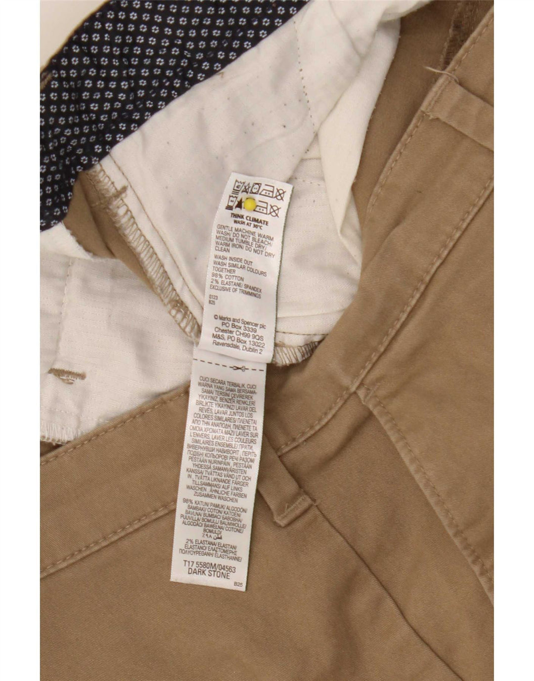 Męskie spodenki Chino Marks & Spencer W34, duże, beżowe, bawełniane