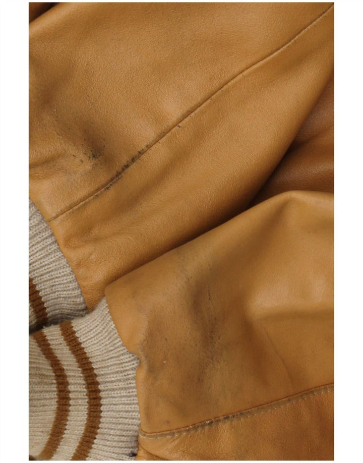 Vintage męska kurtka skórzana bomber UK 42 XL beżowa skóra