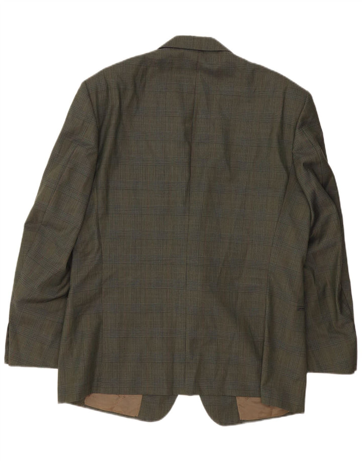 Męska marynarka zapinana na 2 guziki TRUSSARDI IT 54 2XL Wełniana krata khaki
