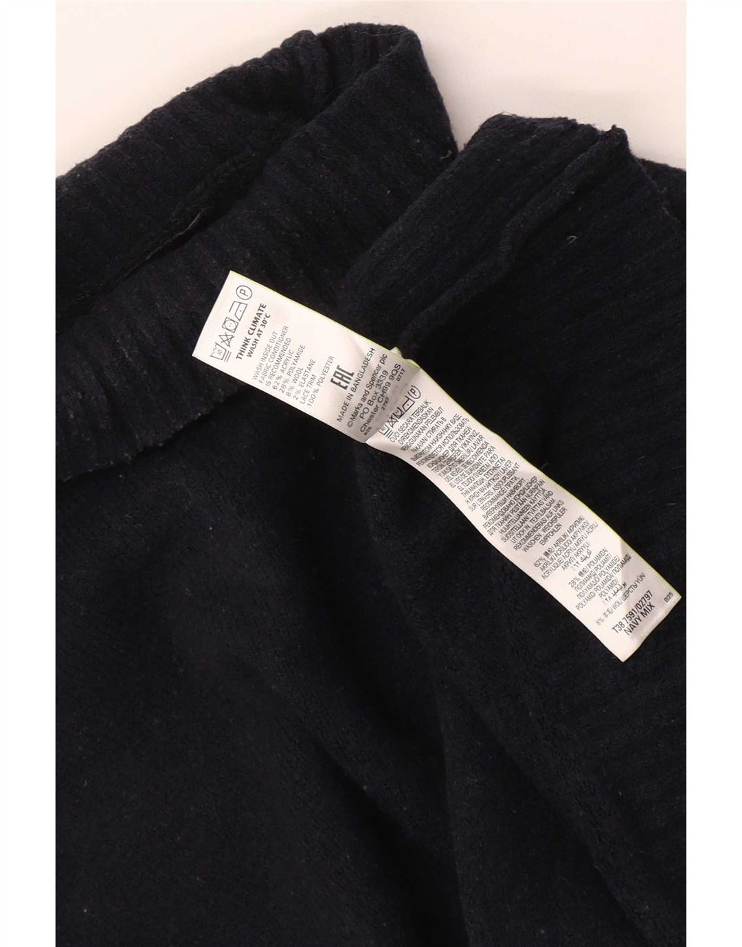 Marks & Spencer Damski sweter z golfem UK 14, średni granatowy