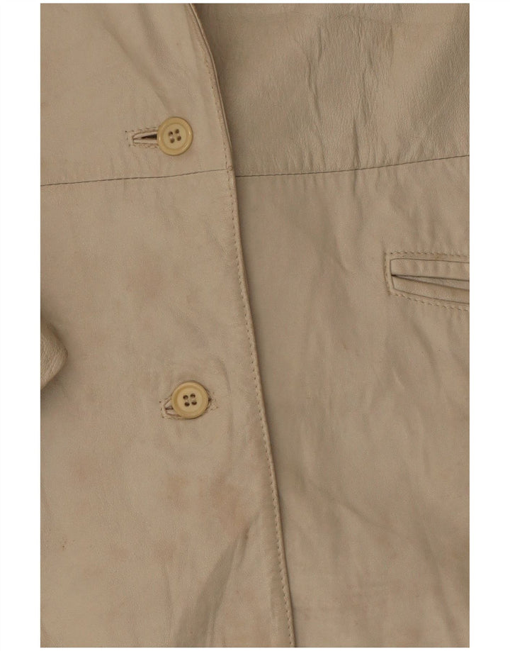 Marcos Damska skórzana marynarka zapinana na 2 guziki IT 44 Średnia beżowa skóra