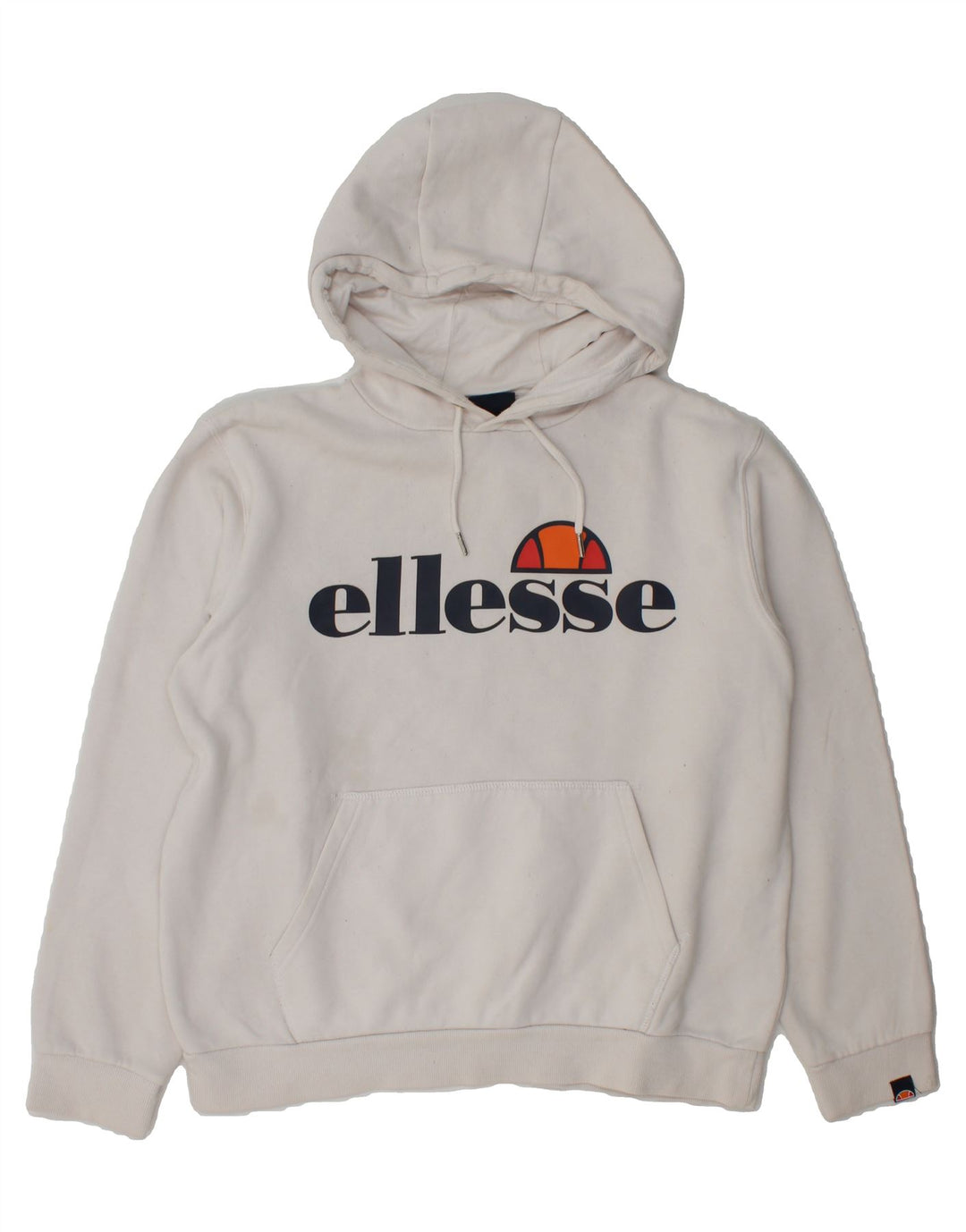 ELLESSE Womens Oversized Graphic Hoodie Jumper UK 14 medium White Cotton Vintage Ellesse and Second-Hand Ellesse from Messina Hembry 