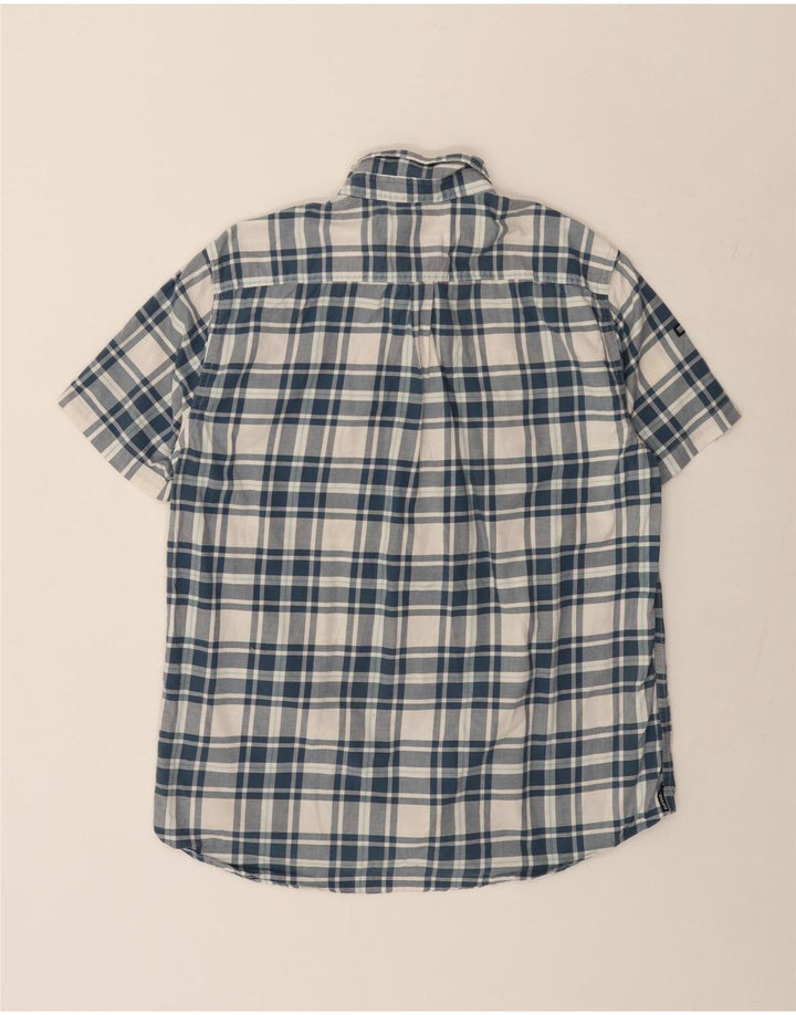 Męska koszula z krótkim rękawem Superdry XL, niebieska, bawełniana w kratkę