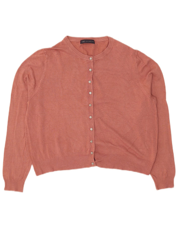 Marks & Spencer Krótki sweter damski UK 16, duży, różowy, wiskoza
