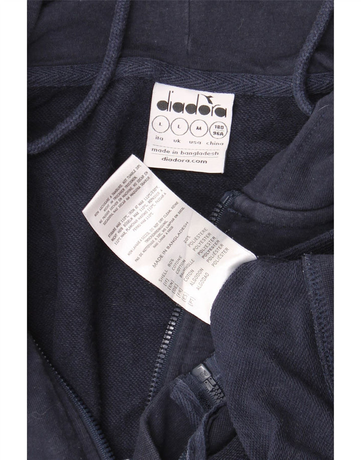 Męski sweter z kapturem i zamkiem DIADORA, duży, granatowy, bawełniany