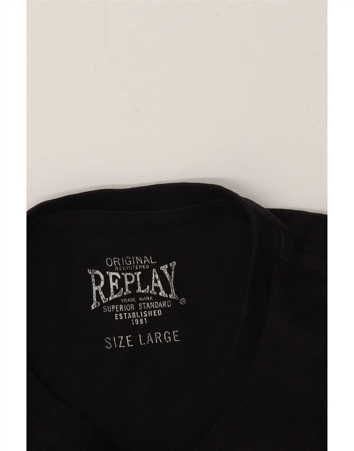 Replay Męski T-Shirt Top Duży Czarny