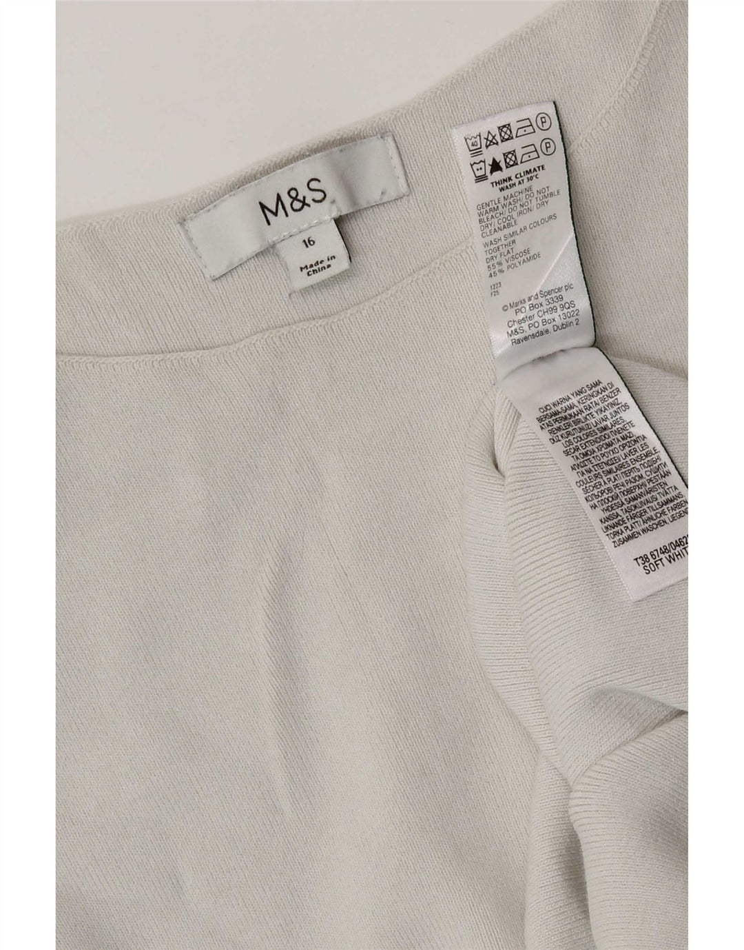 Marks & Spencer Damski top z kamizelką UK 16, duży, wiskoza w kolorze złamanej bieli