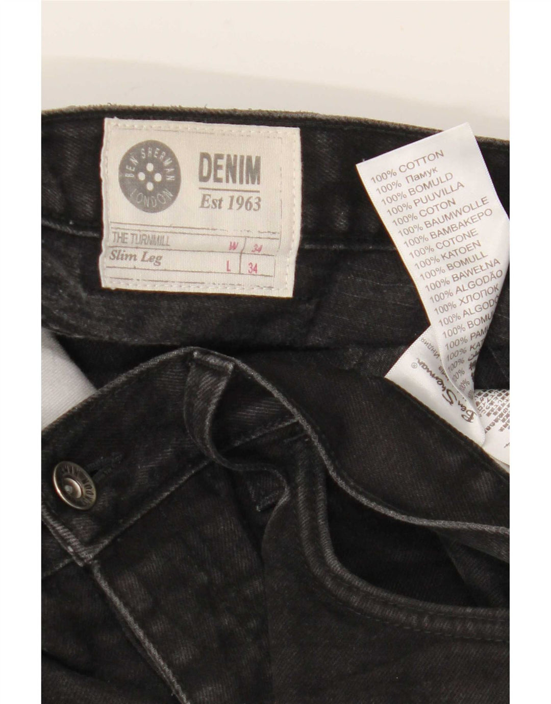 Męskie jeansy Ben Sherman W34 L34 czarne