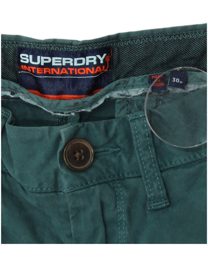 Męskie spodenki Chino Superdry W30 Średnioniebieskie, bawełniane