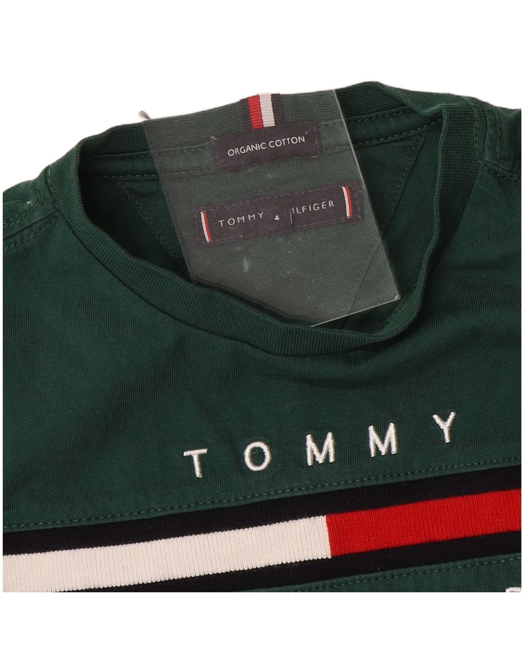 TOMMY HILFIGER Chłopięcy top z grafiką, długim rękawem, 3-4 lata, zielony, bawełniany
