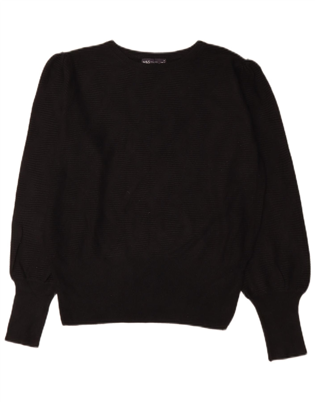 Marks & Spencer Damski sweter z dekoltem w łódkę UK 14 Średni czarny wiskoza