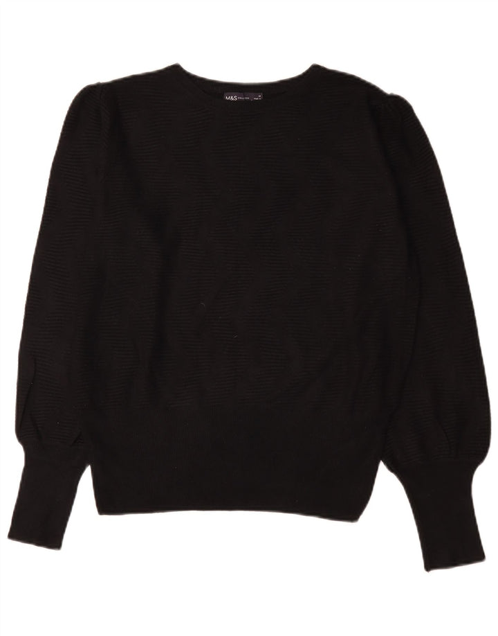 Marks & Spencer Damski sweter z dekoltem w łódkę UK 14 Średni czarny wiskoza
