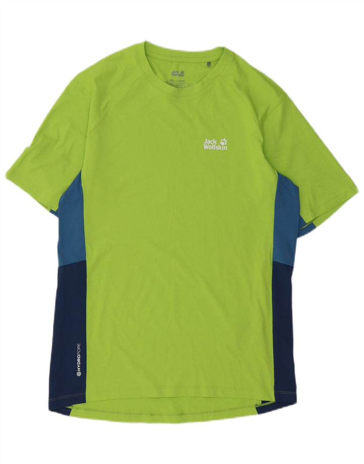T-shirt męski Jack Wolfskin Top, mały, zielony, z blokami kolorów, poliester