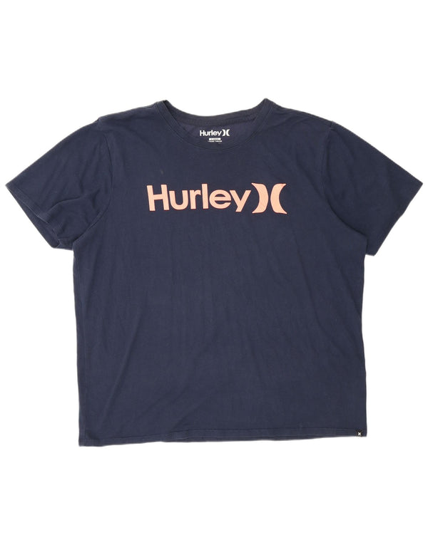 Męski t-shirt Hurley Dri Fit z grafiką, góra XL, granatowa, bawełniana