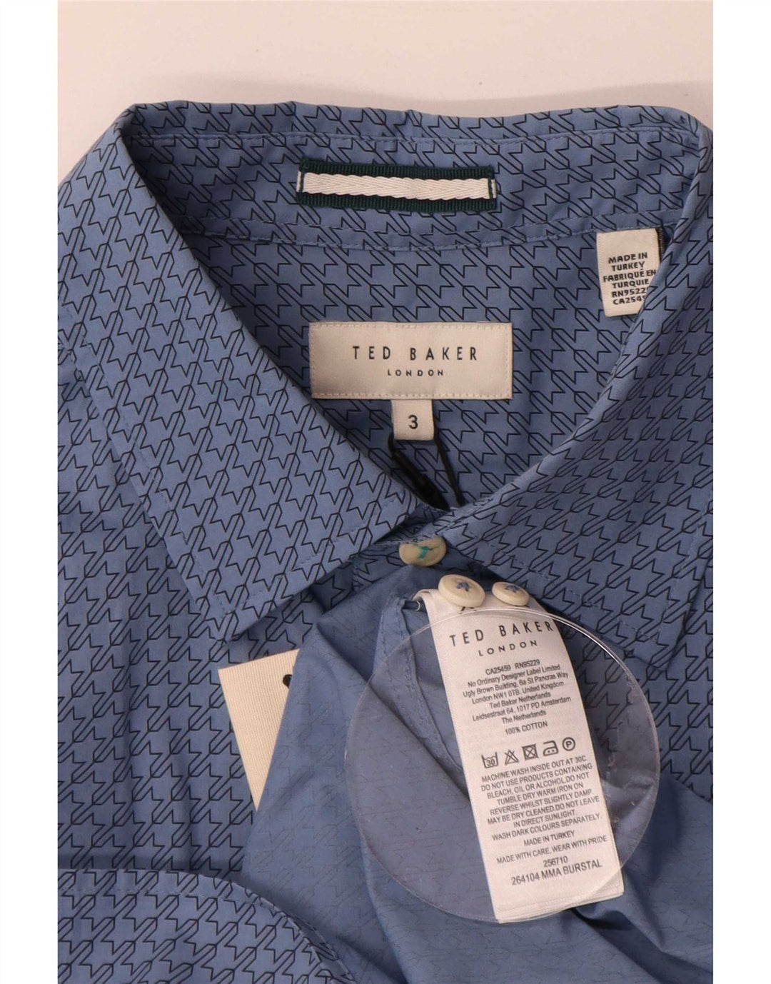 Koszula męska Ted Baker, rozmiar 3, średnia niebieska, bawełniana w pepitkę