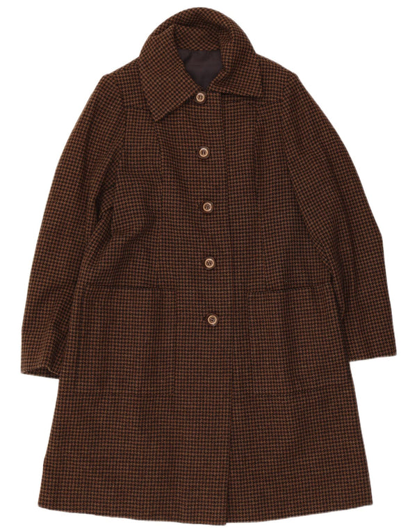 Vintage Womens Overcoat UK 12 Medium Brown Houndstooth