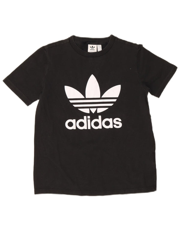 Adidas Womens Graphic T-Shirt Top UK 10 Small  Black Cotton