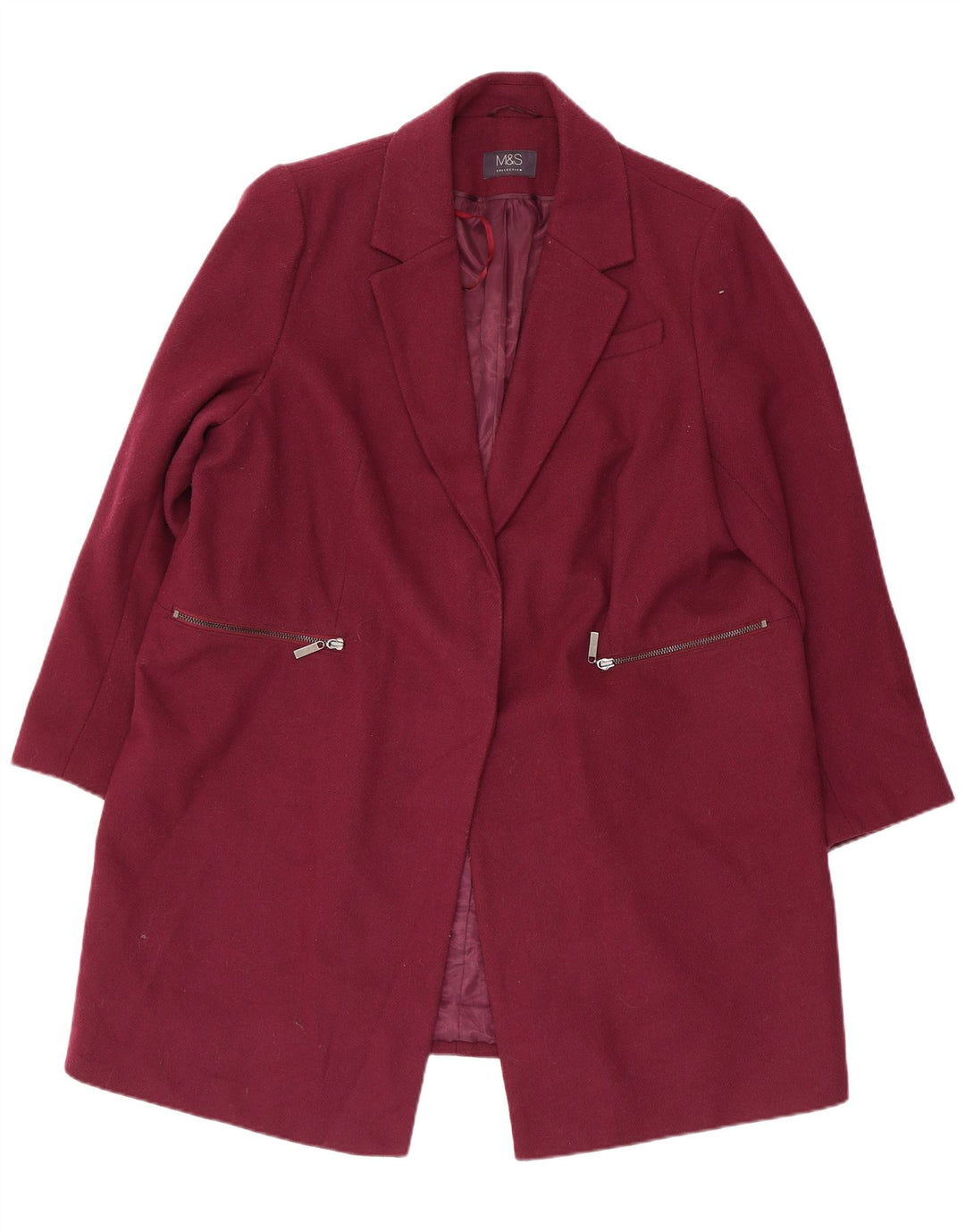 Marks & Spencer Płaszcz damski UK 20 2XL Burgundowy poliester