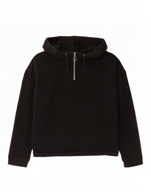 Damski sweter z kapturem i zamkiem Topshop UK 14, średni czarny, bawełniany