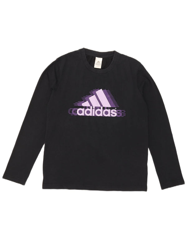 Męska koszulka graficzna Adidas z długim rękawem, średnia, granatowa