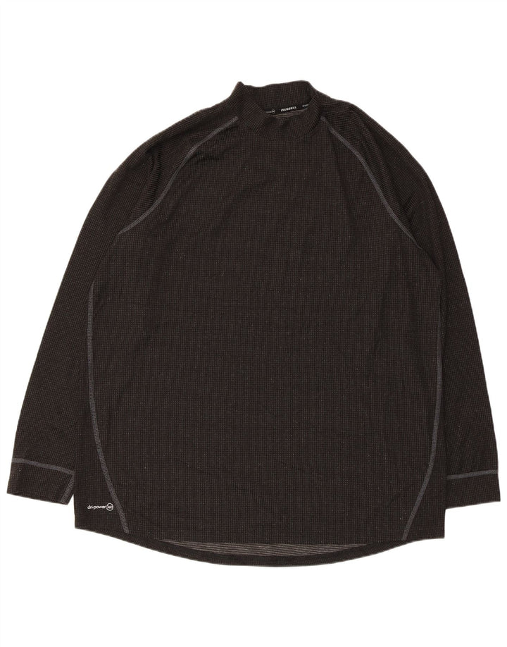 Męski top męski Russell Athletic z długim rękawem XL, czarny, prążkowany, poliestrowy