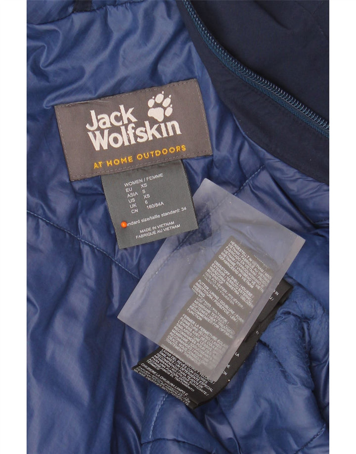 JACK WOLFSKIN Damski, oversize'owy płaszcz wiatrówka z kapturem UK 6 XS, granatowy