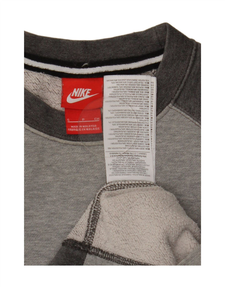 Męska bluza dresowa Nike, mała, szara, z blokami kolorów, bawełniana