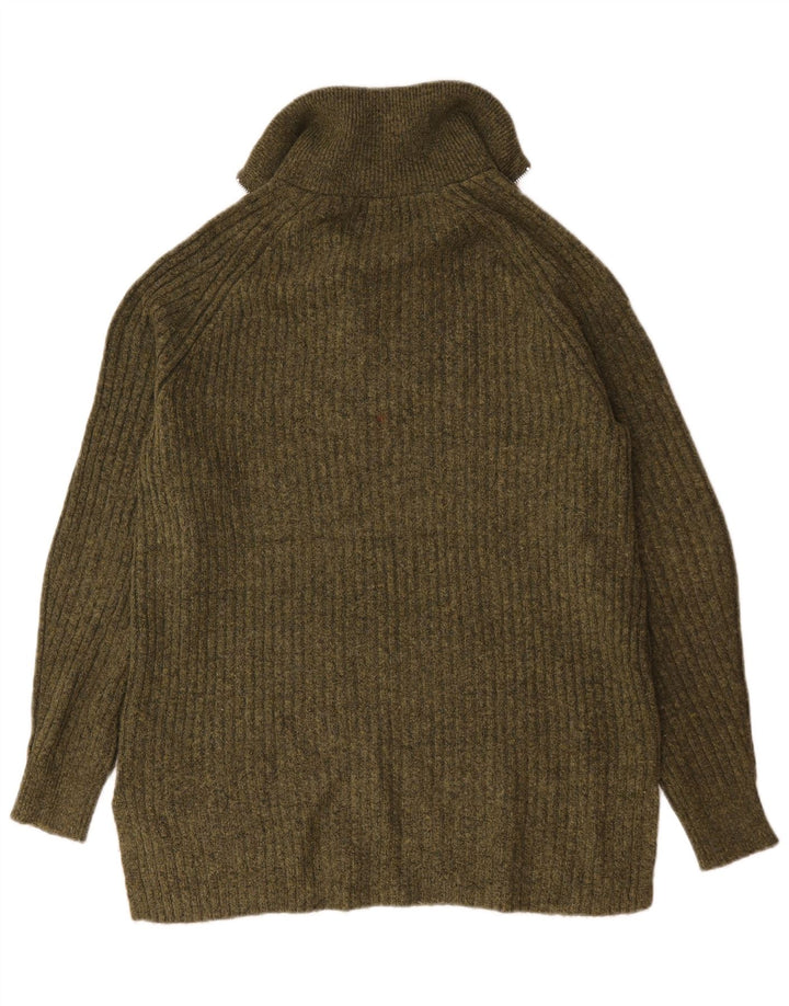Marks & Spencer Męski sweter z zamkiem błyskawicznym, średni khaki, akryl