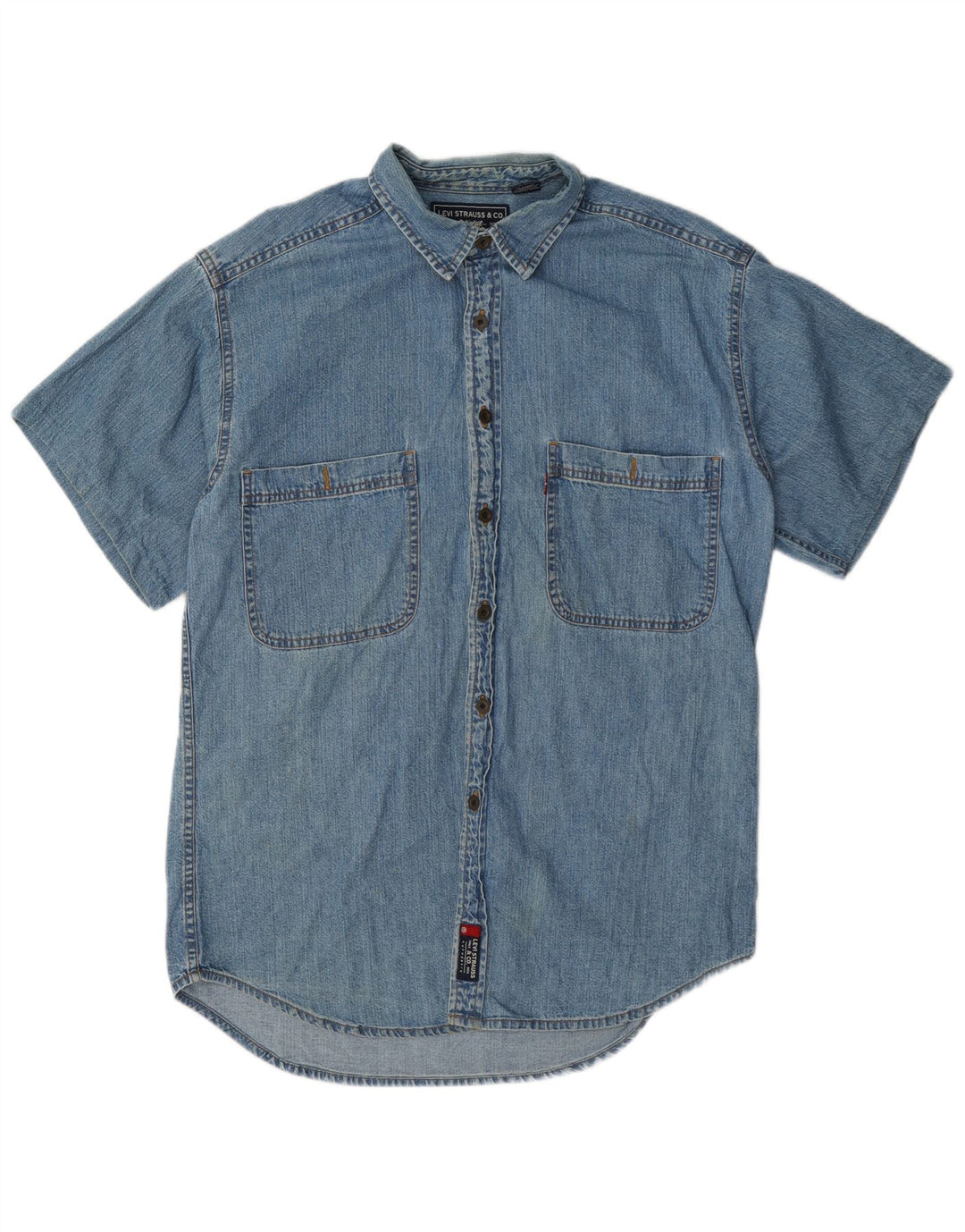 Męska koszula dżinsowa Levi's z krótkim rękawem, średnioniebieska, bawełniana
