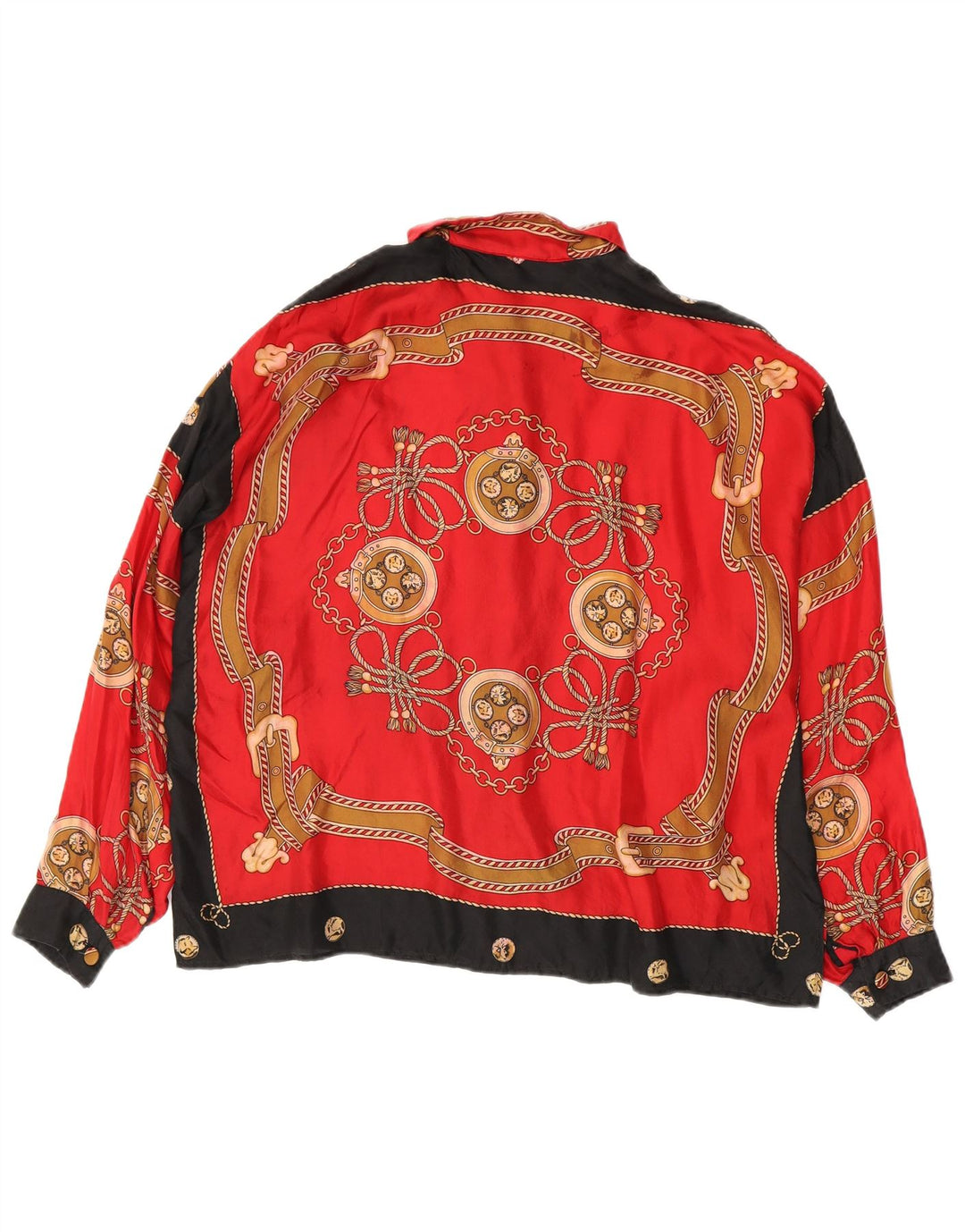 Vintage damska bluzka koszulowa w abstrakcyjny wzór UK 18 XL w kolorze czerwonym, retro