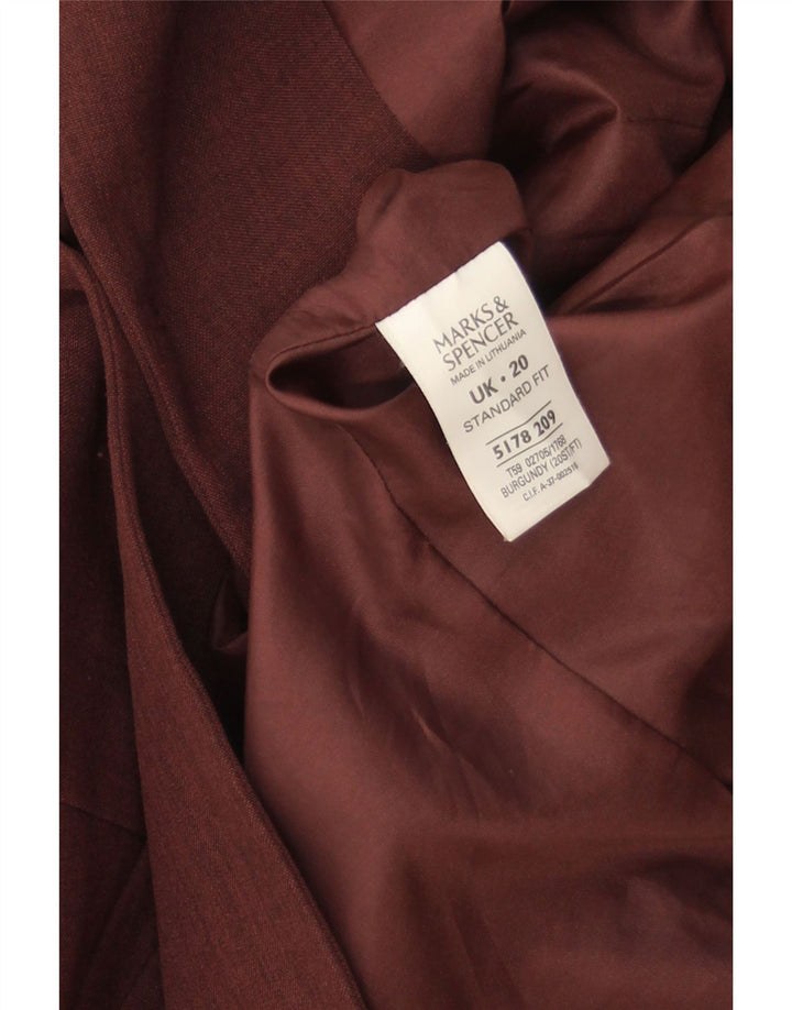 MARKS & SPENCER Womens 2 Button Blazer Jacket UK 20 2XL Burgundy Vintage Marks & Spencer and Second-Hand Marks & Spencer from Messina Hembry 