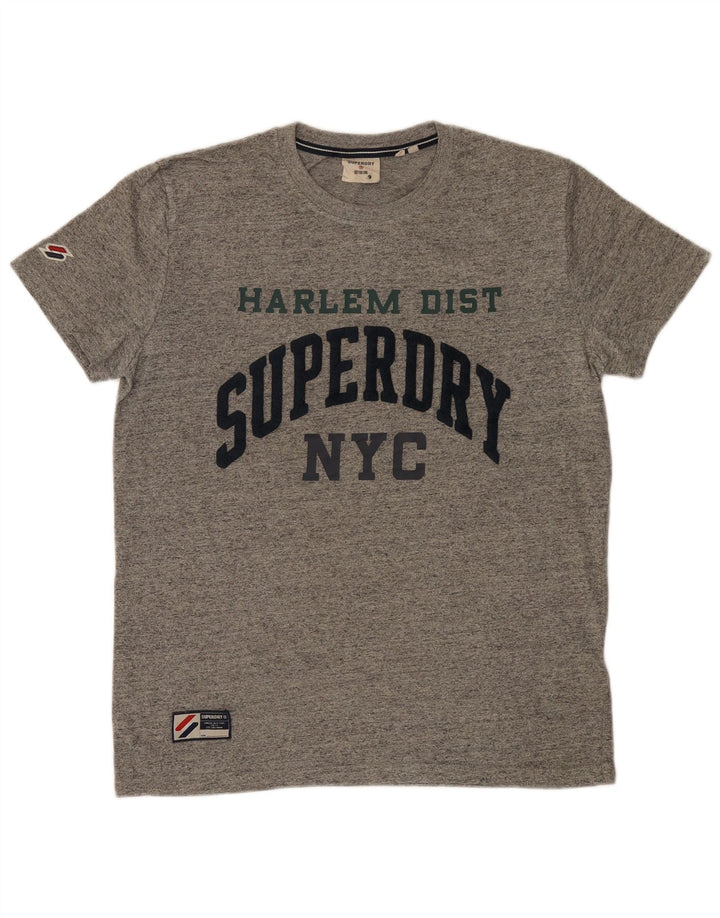 Męski T-shirt Superdry z grafiką, średnioszary, bawełniany w cętki