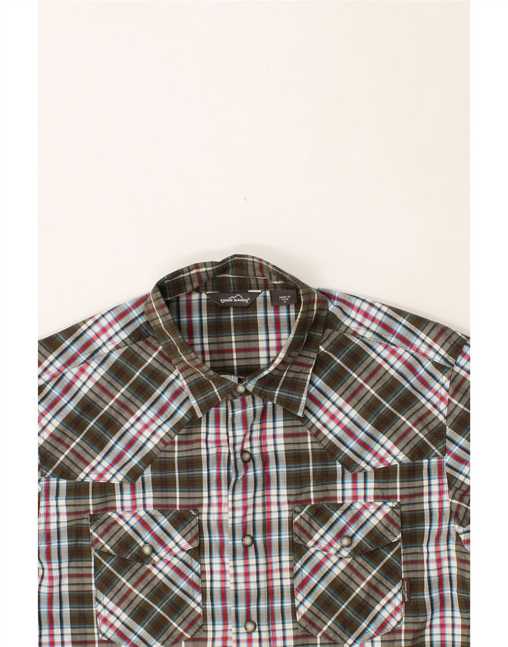 EDDIE BAUER Mens Shirt Medium Khaki Check Cotton Vintage Eddie Bauer and Second-Hand Eddie Bauer from Messina Hembry 