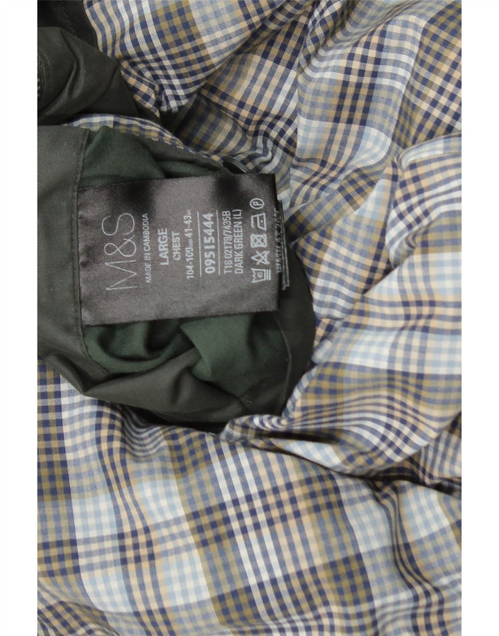 MARKS & SPENCER Mens Bomber Jacket UK 40 Large Green Polyester Vintage Marks & Spencer and Second-Hand Marks & Spencer from Messina Hembry 