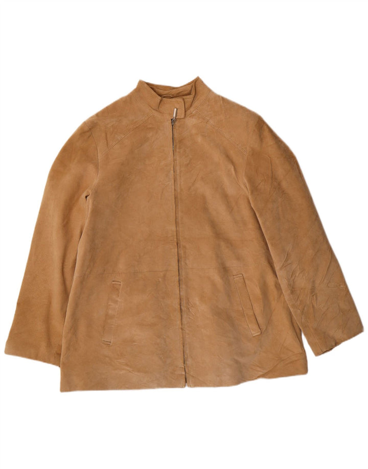 MARINA RINALDI Damska zamszowa kurtka rozmiar 23 Średni beżowy skórzany klasyczny