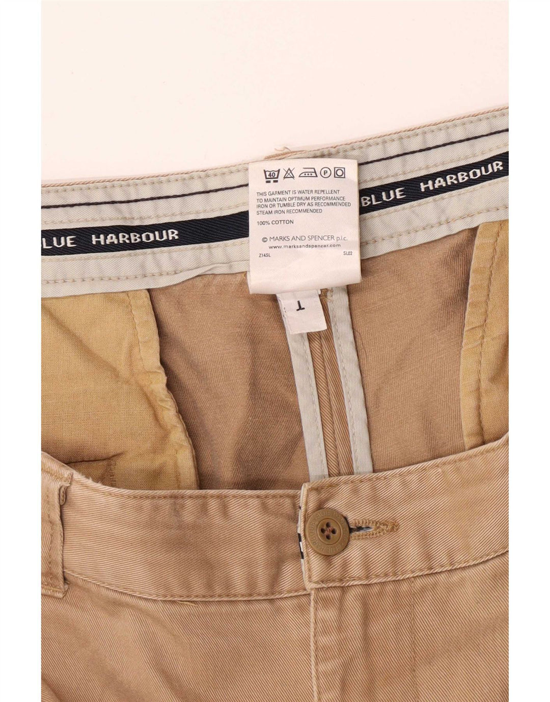 Spodnie męskie Marks & Spencer Blue Harbor Pegged Chino W42 L31 Beżowe
