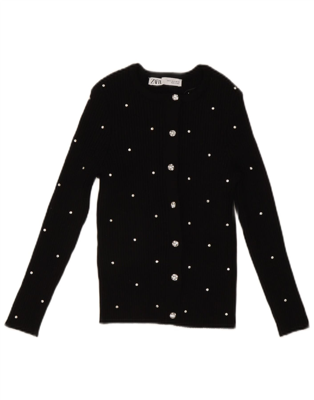 Damski krótki top Zara UK 8, mały, czarny nylon w cętki
