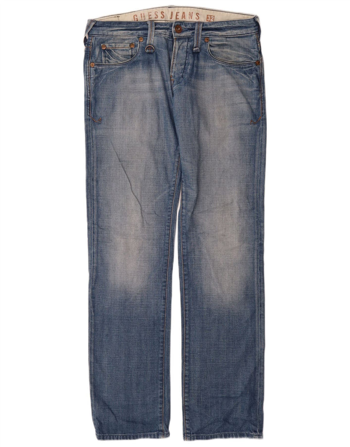 Guess Męskie Proste Dżinsy W32 L35 Niebieskie Bawełniane