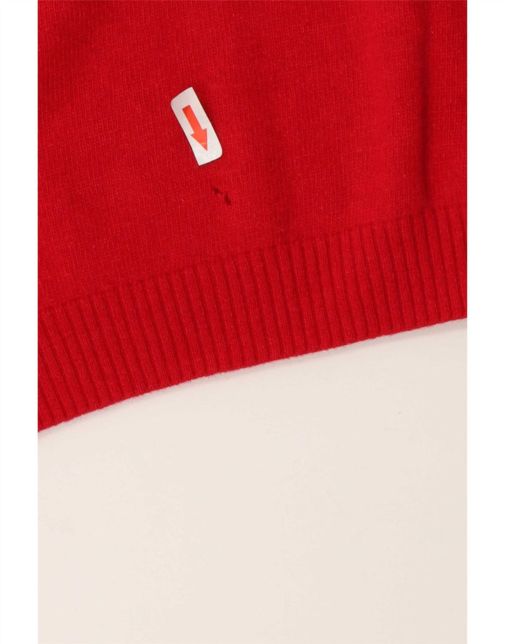 Sergio Tacchini Męski sweter z dekoltem w kształcie litery V, duży, czerwony, wełniany