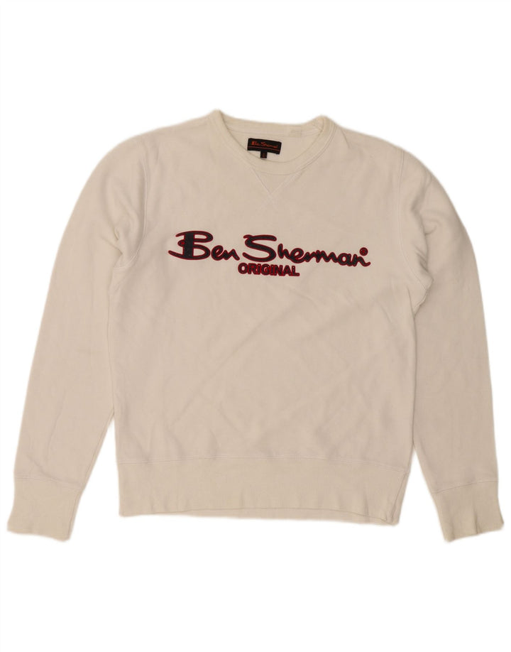 Męska bluza z kapturem Ben Sherman z grafiką, średnia biała bawełna